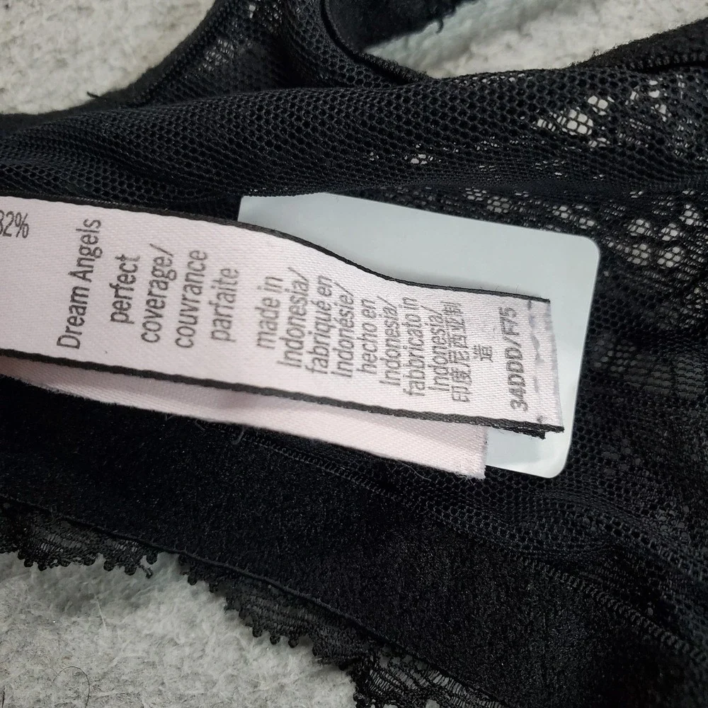 Victoria's Secret Women Bra 34DD Black Dream Angels Perfect Coverage T Shirt